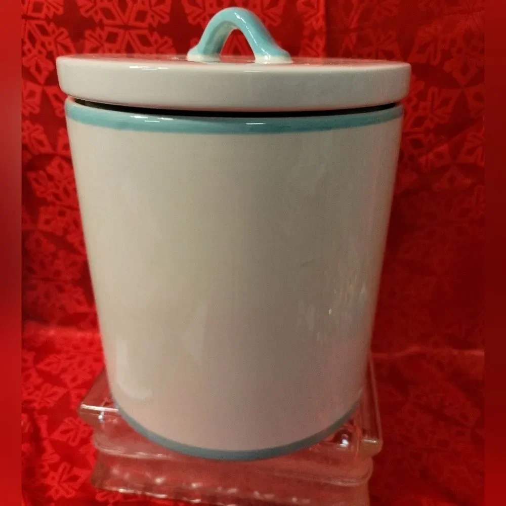 DesignPac Gnomemade Baking Co Ceramic Cookie Jar Huge White Teal Easter Gnome